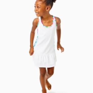 LILLY PULITZER LUXLETIC MINI MIXED DOUBLES DRESS RACERBACK GIRLS RESORT WHITE XL
